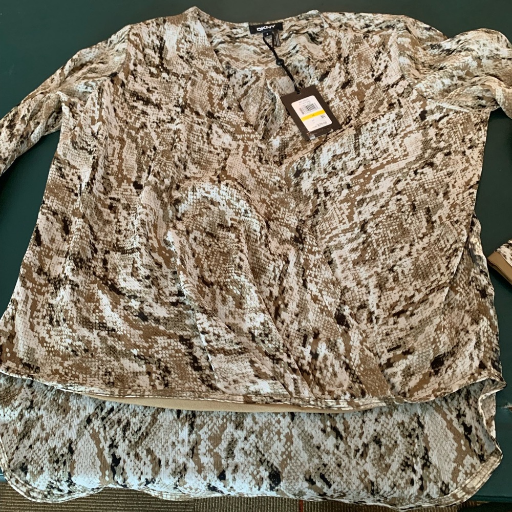 Dkny blouse. Multi color. Size M. New with tags. 100%polyester.